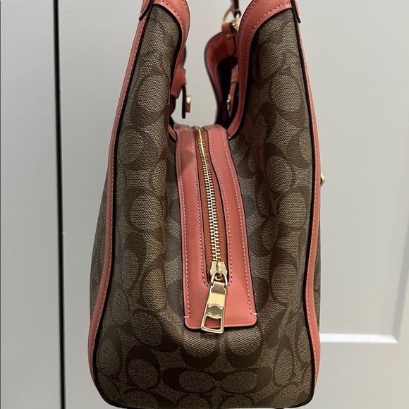 Coach (NWOT) Kristy Shoulder Bag in Signature Canvas with Light Coral Trim - Picture 6 of 14